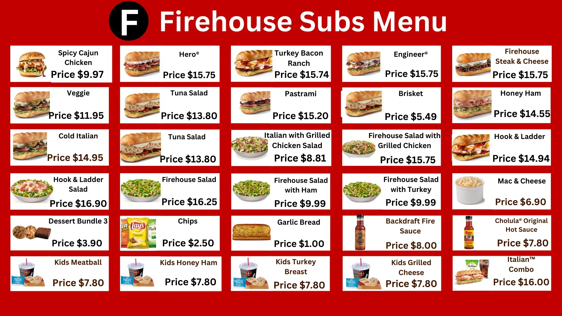 Firehouse 81 Firehouse Subs Menu